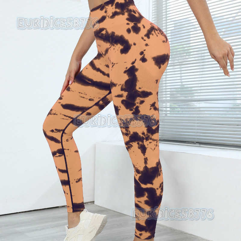 New Tie-dye Sports Fitness Pants Running Gradient Dye Hip-lifting Tight Pants Tummy Control High Elastic Hand-painted Yoga Pants for Women H250806
