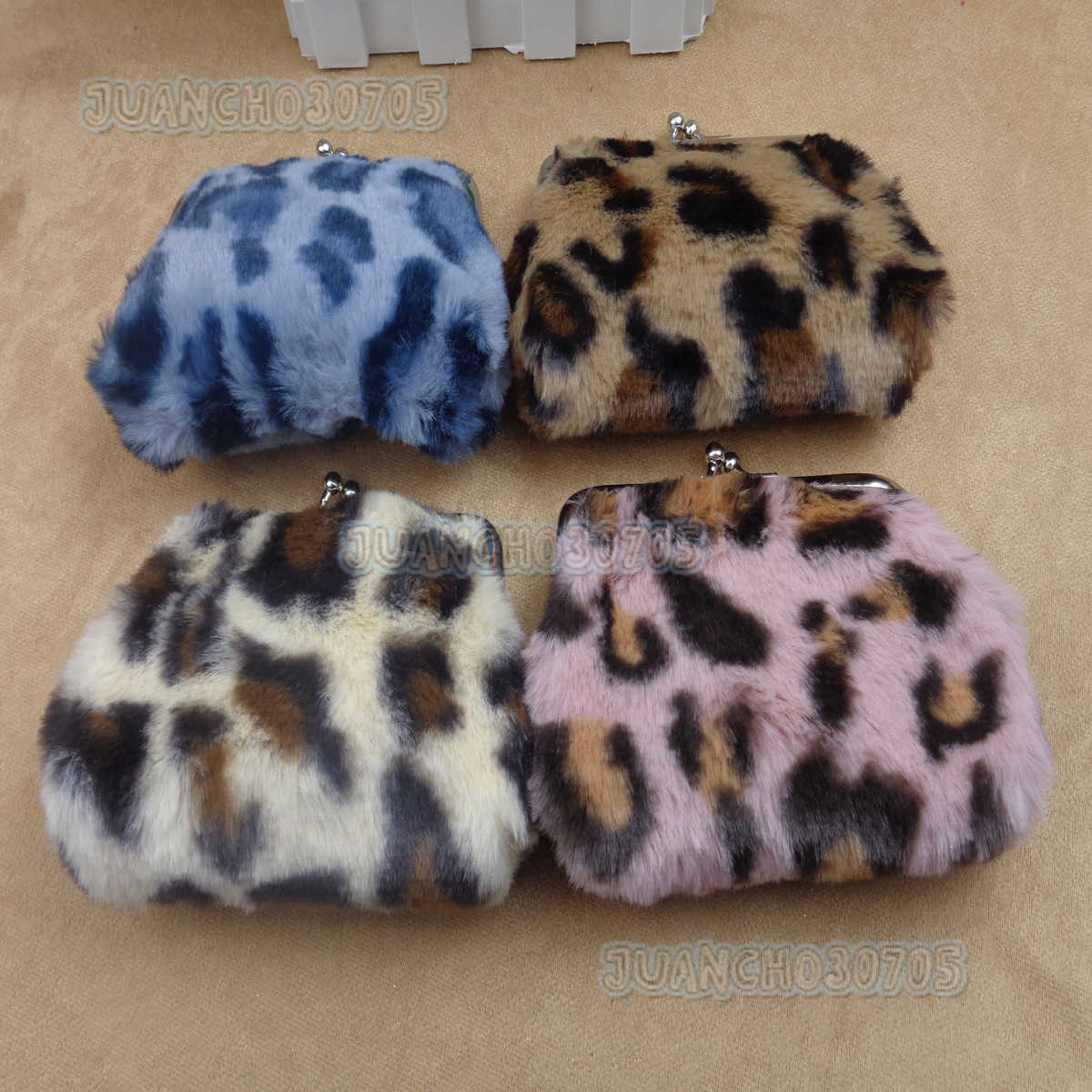 New Leopard Print Plush Clip Coin Purse Blanket Fabric Bank Card Coin Fashion Bag H250806
