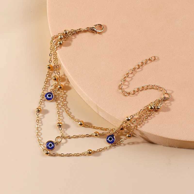 Aihua Bohemian Anklets s For Women Multiple Layers Turkish Eyes Ankle Barefoot Sandals Pulseras Foot Jewelry Y250805