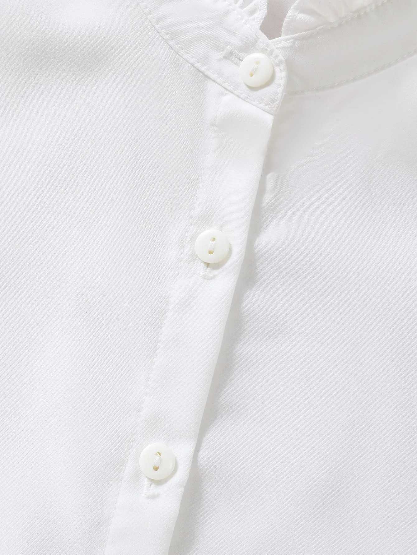 New summer girls shirt white short sleeves ruffled decoration comfortable and breathable. X250806