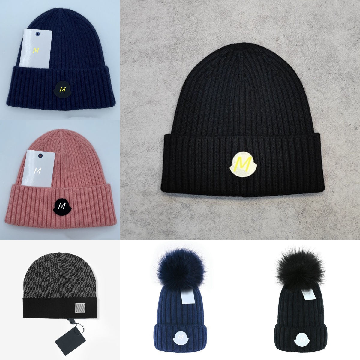 Designer wool hat beanie hat autumn and winter men women warm hat luxury high quality cashmere hat Winter knitted beanie designer cap badge pattern needlework stitch