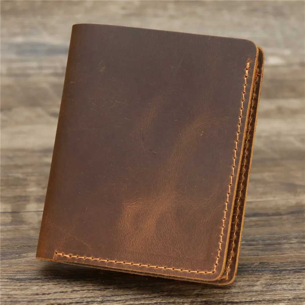 Crazy Horse Leather Wallet Men Retro Thin Italian Genuine Leather Purse for Men XJ250806