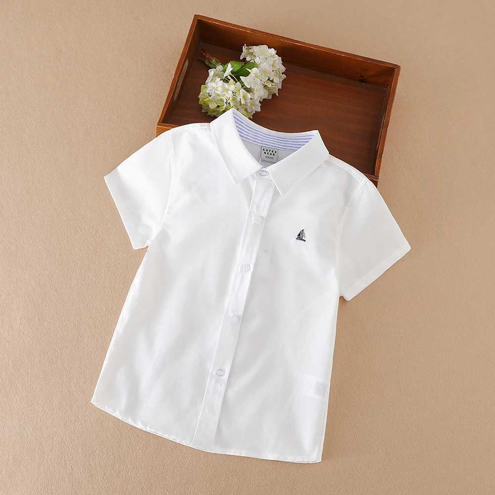 Boys Summer Shirt 2024 New Kids Cotton Clothes School Uniform Children Turn-down Collar Short Sleeve Clothing 5-12 Years X250806