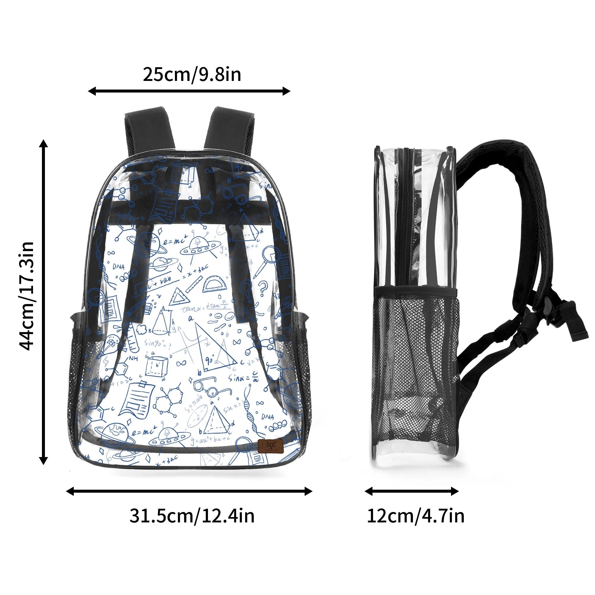 POP Transparent PVC Backpack Waterproof Casual Book Bags Large Capacity Simple Portable See Through Solid Clear For Women Men 250815