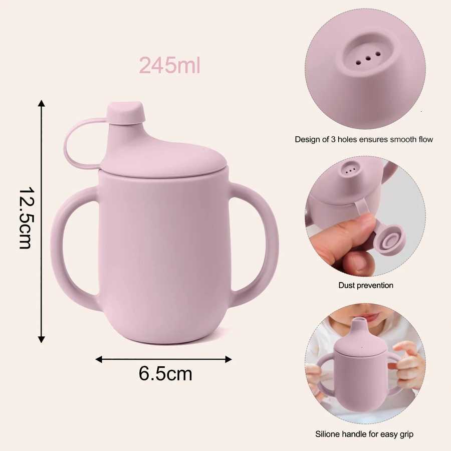 1PCS Kids Silicone Training Baby Sippy Cup Feeding for Children Drinking With Dust Lid Toddler Cups Water Bottle Baby Supplies X250806