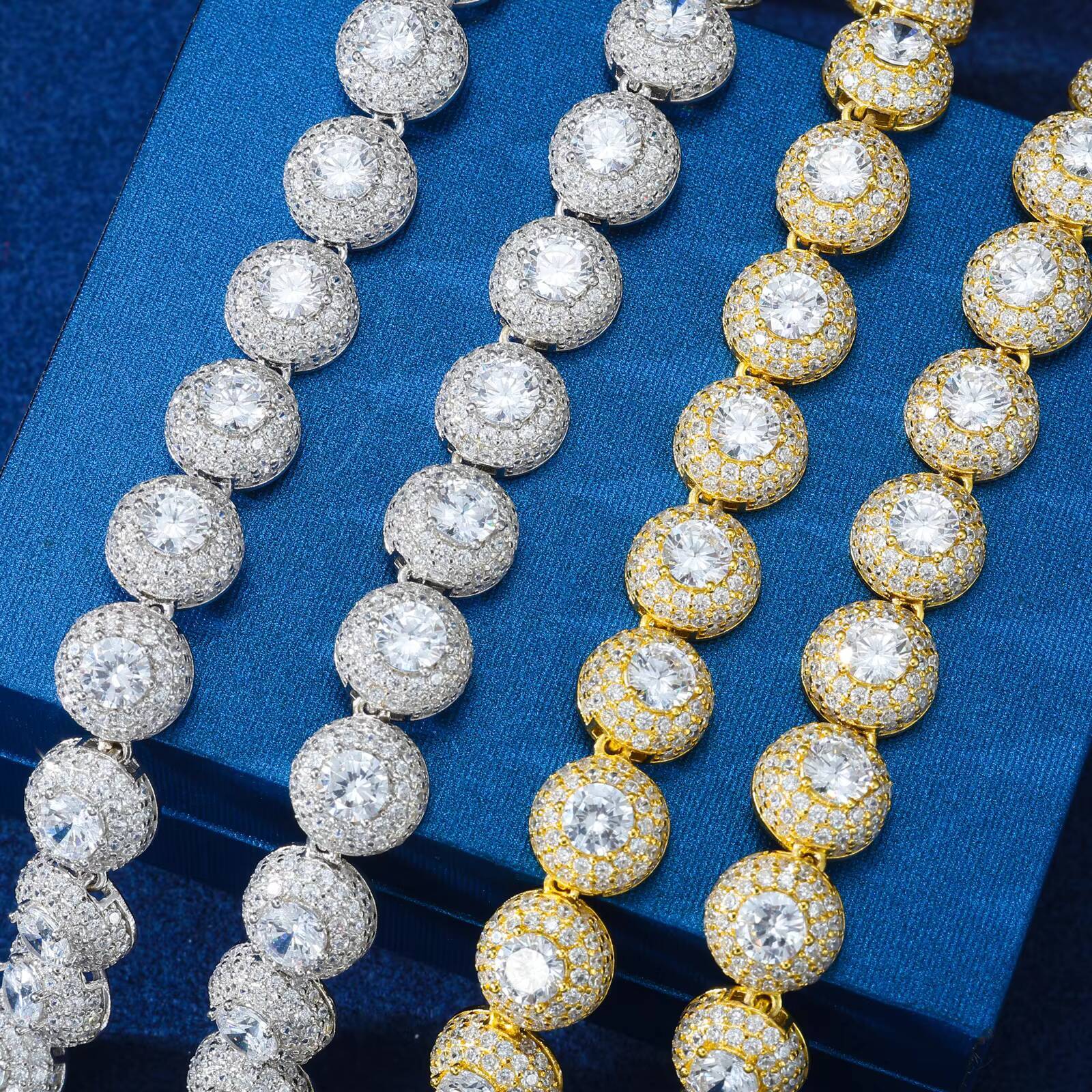 Fashion Hip Hop Jewelry 10mm 925 Sterling Silver Micro Paved VVS Moissanite Diamond Iced Out Halo Tennis Chain for Men