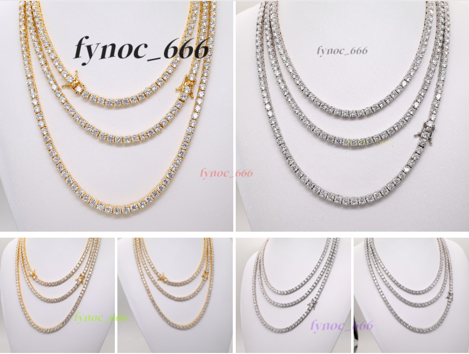2025 Hot Selling Sterling Silver Moissanite Tennis Chain Hip Hop Style Necklace