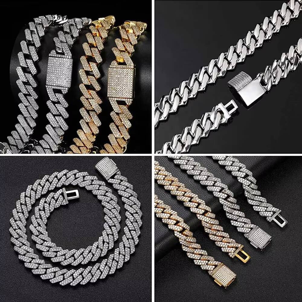 OEM VVS Moissanite Diamond 14MM Necklace Chain 925 Silver Hip Hop Jewelry with Iced Out Cluster for Anniversary