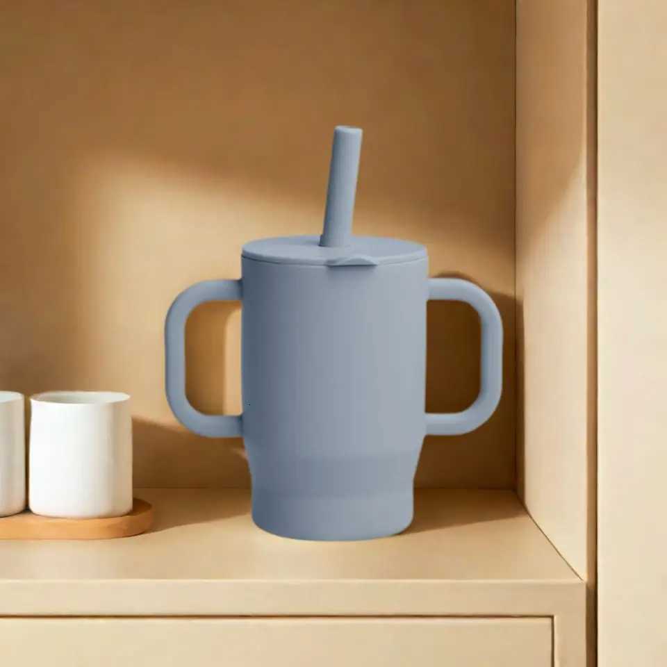 Portable Food Grade Silicone Baby Sippy Cups 180ml Heat-resistant Feeding Cup BPA Free Drop-proof Baby Straw Cup Snack X250806