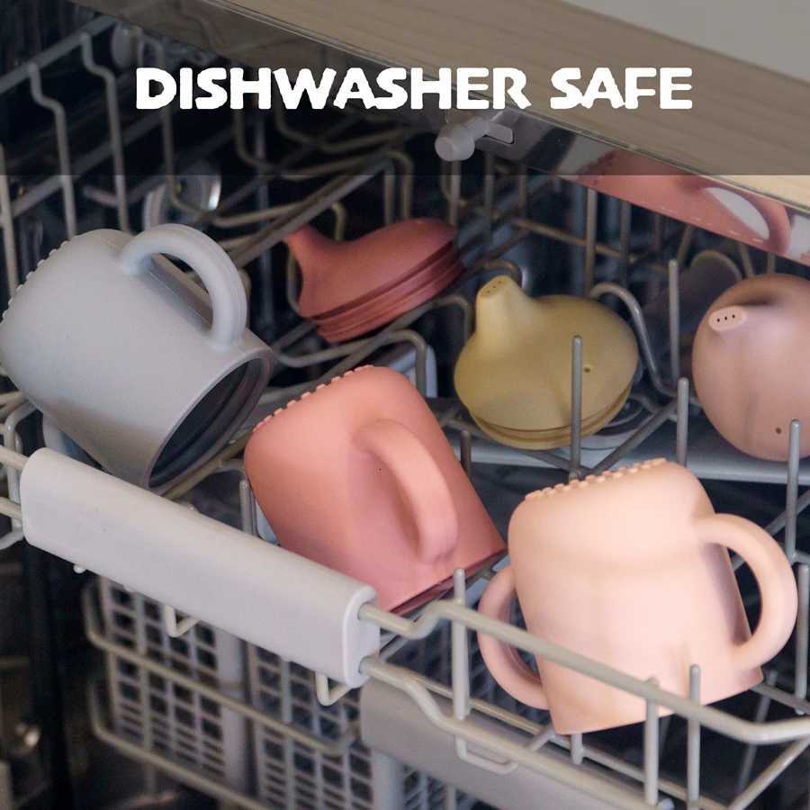 1PC Baby Silicone Cup With Double Handle Portable Water Bottle For Kids Feeding Learning Baby Items Leakproof Baby Cups X250806