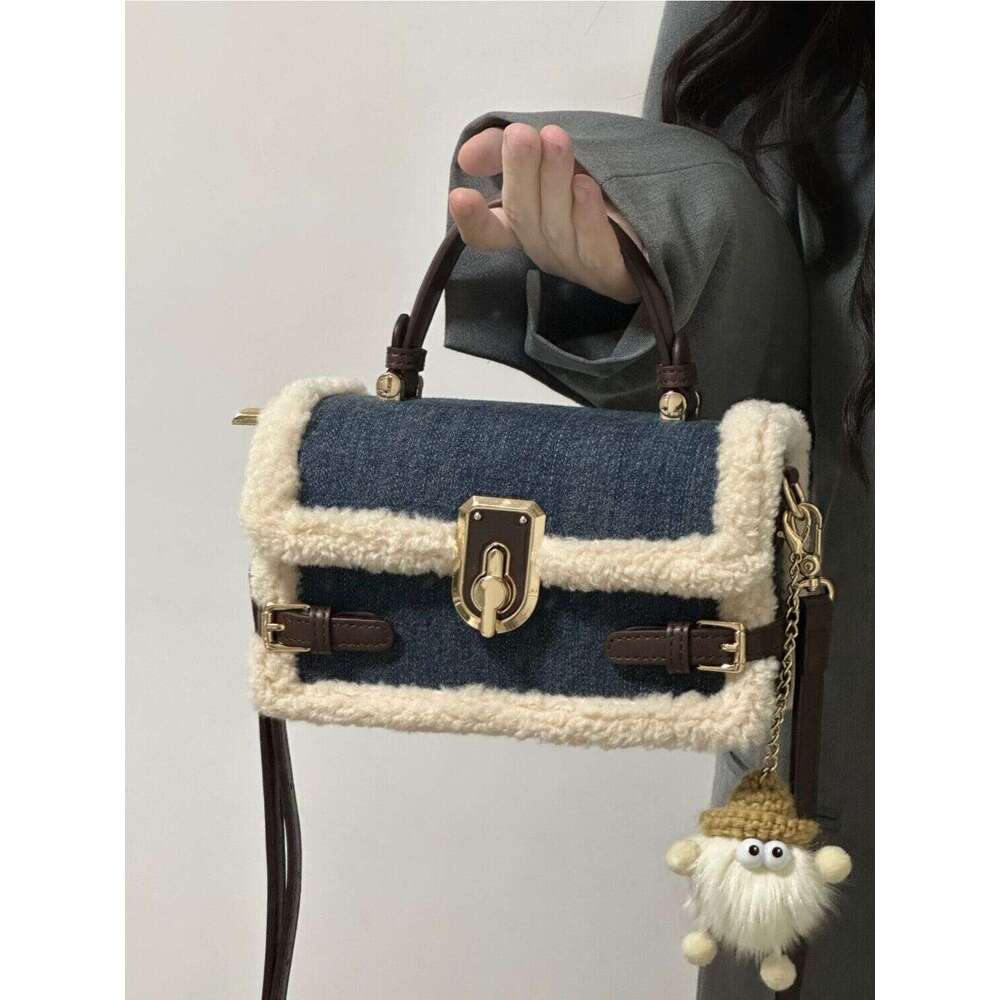 Designer Bag Tote Shoulder Bag Autumn Winter Versatile Denim Lamb Wool Small Square For Women New Plush Commuter Handbag Single Crossbody