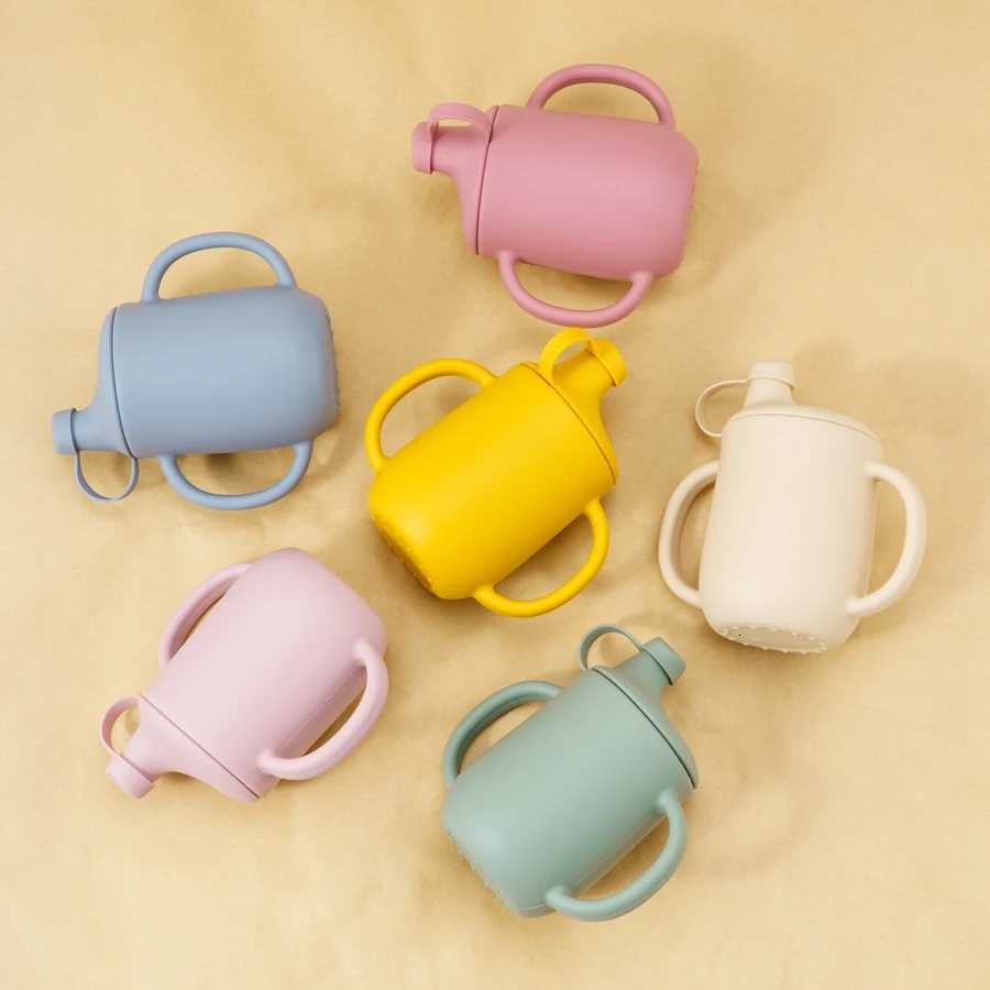 1PCS Kids Silicone Training Baby Sippy Cup Feeding for Children Drinking With Dust Lid Toddler Cups Water Bottle Baby Supplies X250806