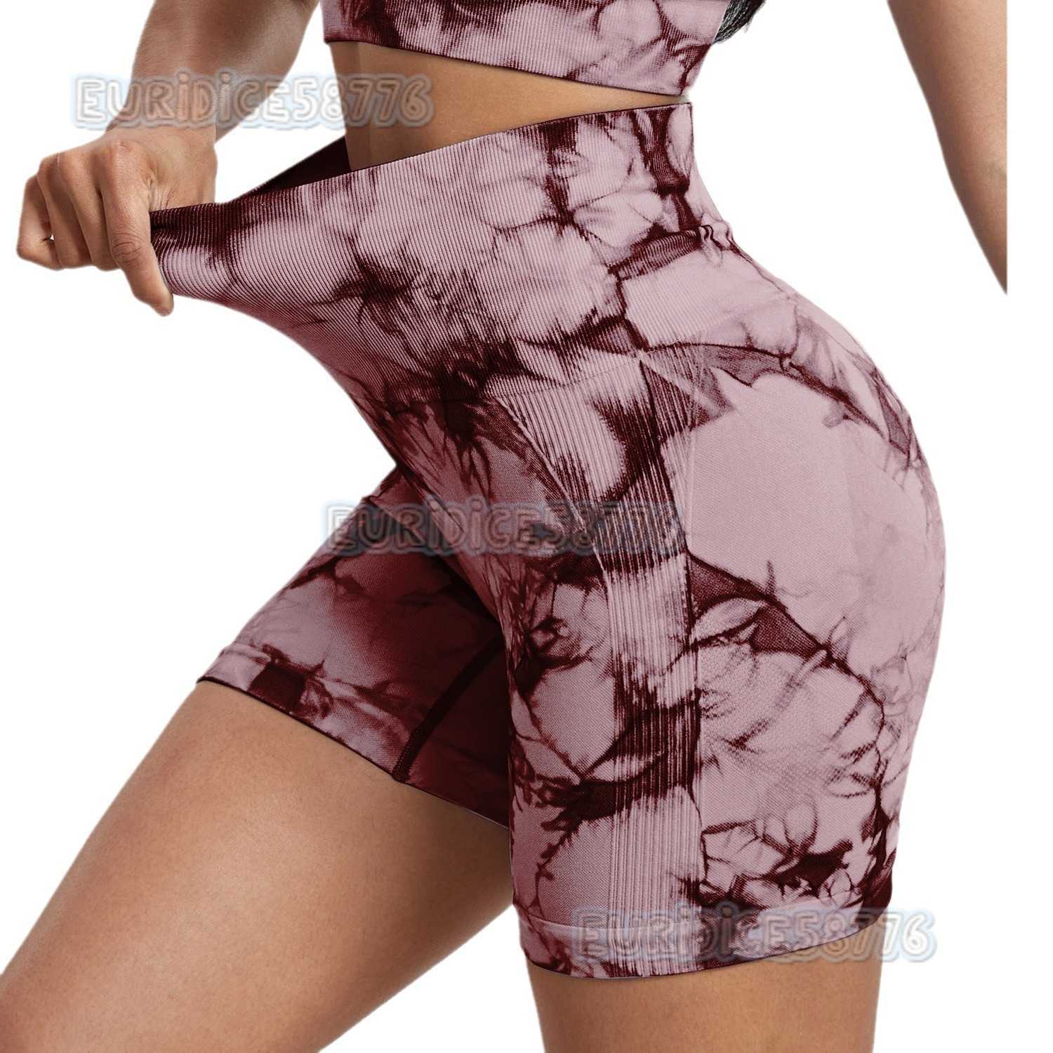 Yoga Women Shorts Tie Dye Seamless Womens Summer High Waist Shorts Fitness Sports Printed Yoga Women Shorts H250806