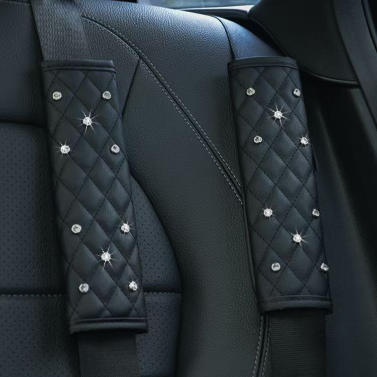 Car interior diamond-encrusted crown shoulder guard cover for seat belts, car interior accessories.