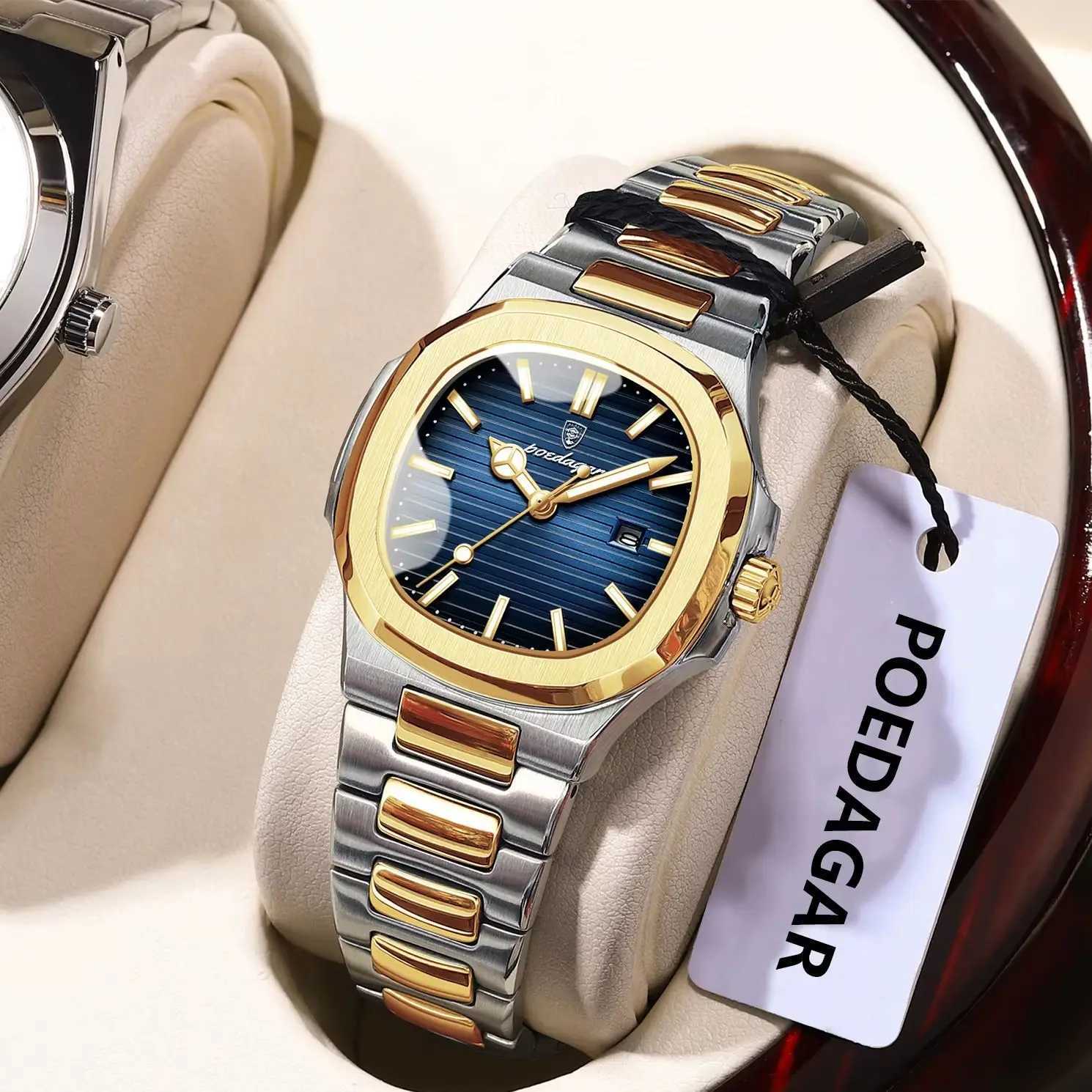 POEDAGAR Trend Womens Waterproof Luminous Date Ladies Wrist Stainless Steel Quartz Fashion Watch for Women W250806