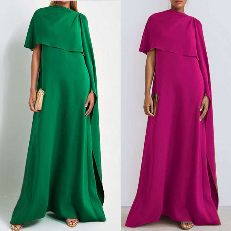 Women's Clothing Winter New Style Elegant Solid Color Ribbon Loose Slit Dress For Women B5