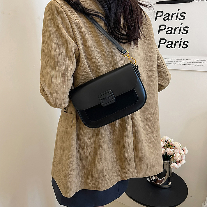 Yuezi Commuting Fashion Small Square Bag Women's Handbag Free Shipping Designer Luxury New Fashion Splicing Single Shoulder Crossbody Bag Casual 
