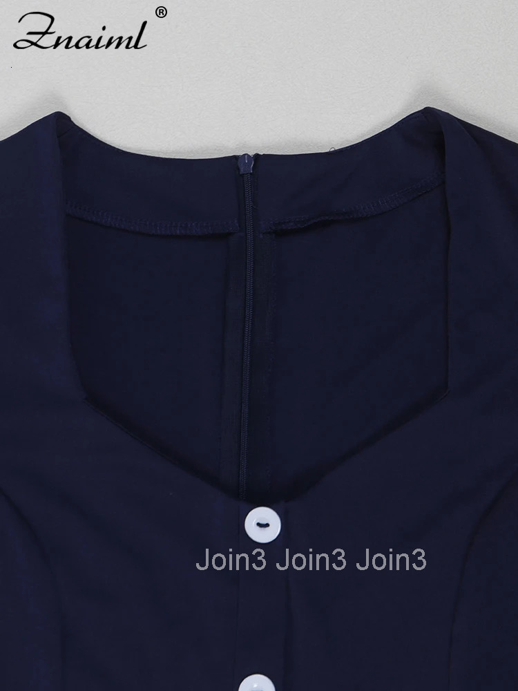 Znaiml Elegant Office Lady Mid Dress Clothe Formal Single Breasted Short Sleeve Square Neck Bodycon Work Business Mujer Vestidos