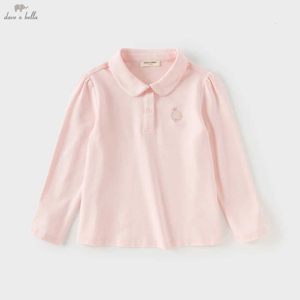 Dave Bella Childrens Pink T-shirt Autumn Gentle Casual Sweet Cute Girls Long Sleeve Cotton Base Shirt Party DK 3253680 X250806