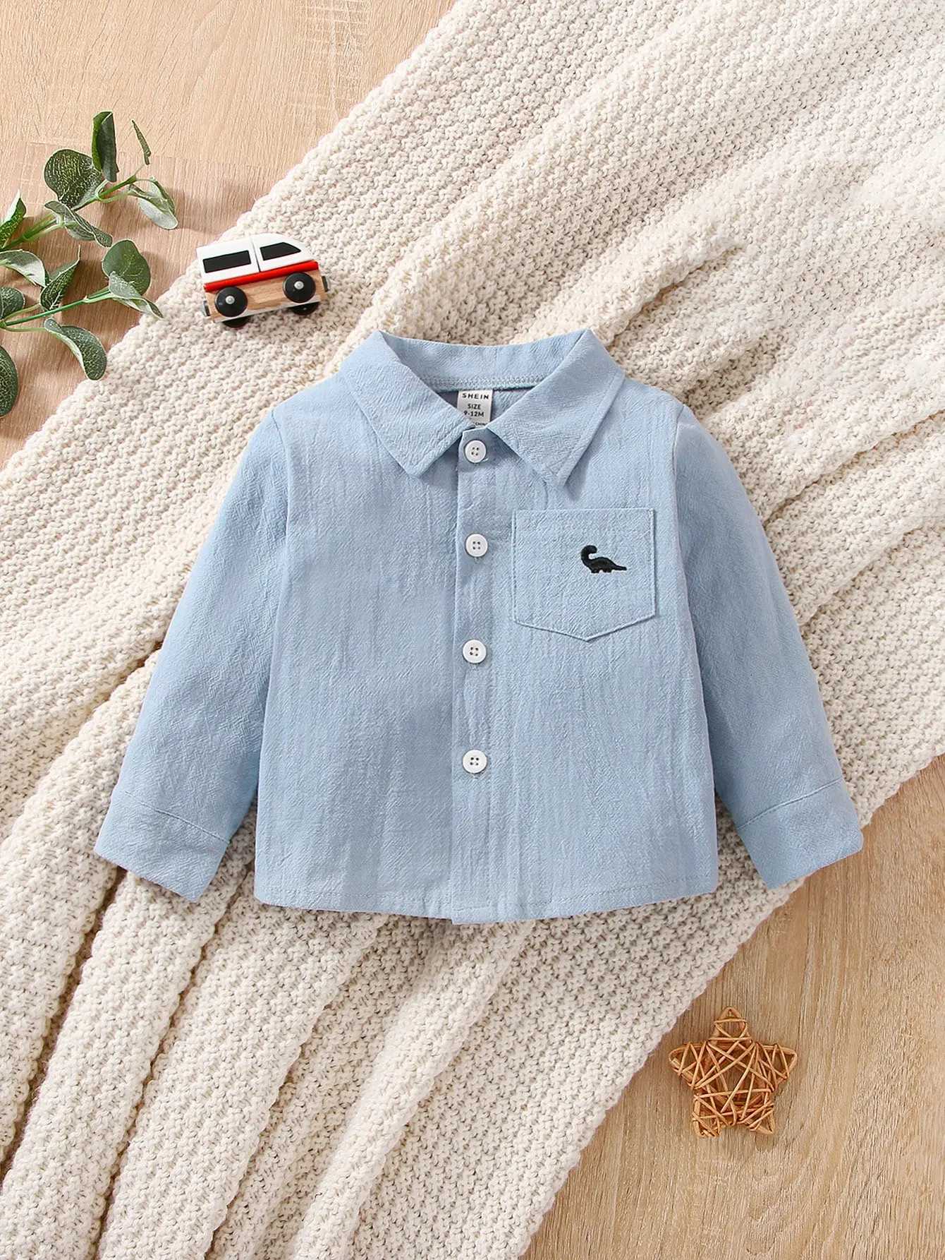 100% Cotton Long-Sleeved Shirts for Newborn Baby Boys Solid-Colored Tops Simple Casual Comfortable and Soft Shirts X250806