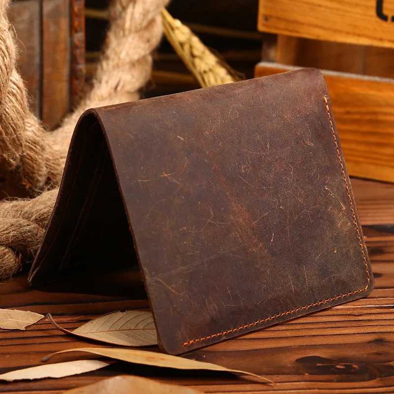 Crazy Horse Leather Wallet Men Retro Thin Italian Genuine Leather Purse for Men XJ250806