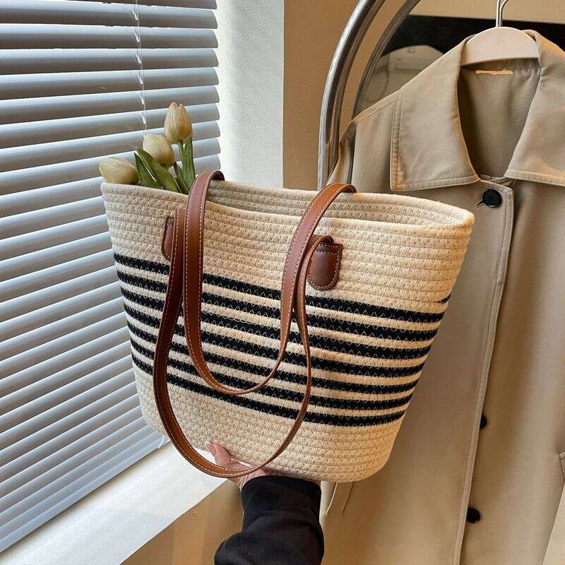 Women's Bags Straw women commuter shoulder tote new summer leisure large capacity woven portable bucket bag