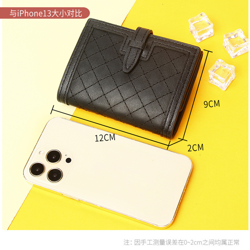 ins Small Multi-Card Slots Drawstring Soft Leather Texture Short Style Student Anti-Demagnetization Anti-Theft Swipe Wallet