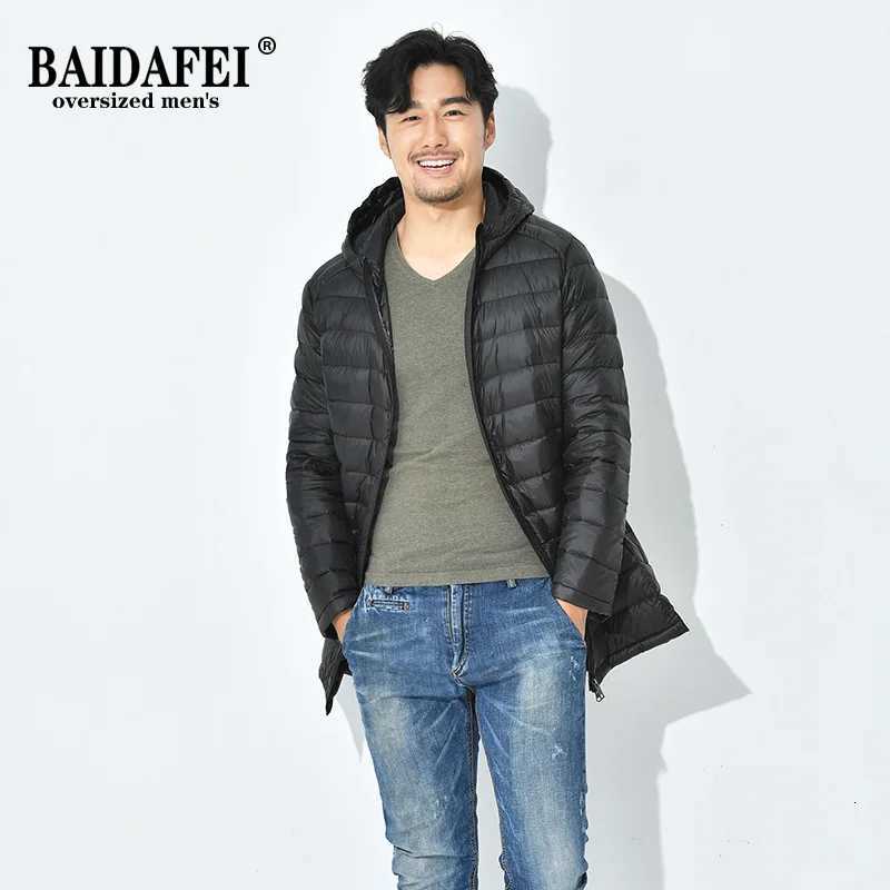 5XL 6XL 7XL 8XL Mens Oversized Ultralight Packable Long Hooded Down Jacket Puffer Down Coats Black Navy Blue Mens Winter Coat W250806