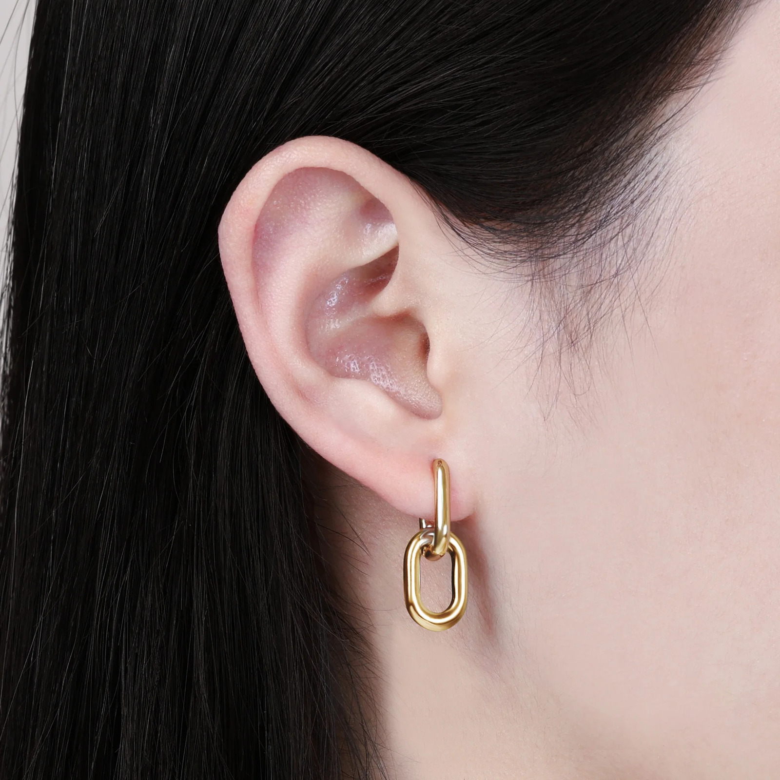 Stainless Steel Fashion Gold Color Geometric Square Hoop Earrings for Women Huggie Punk Hip-Hop Metal Round Circle Party Jewelry 250805