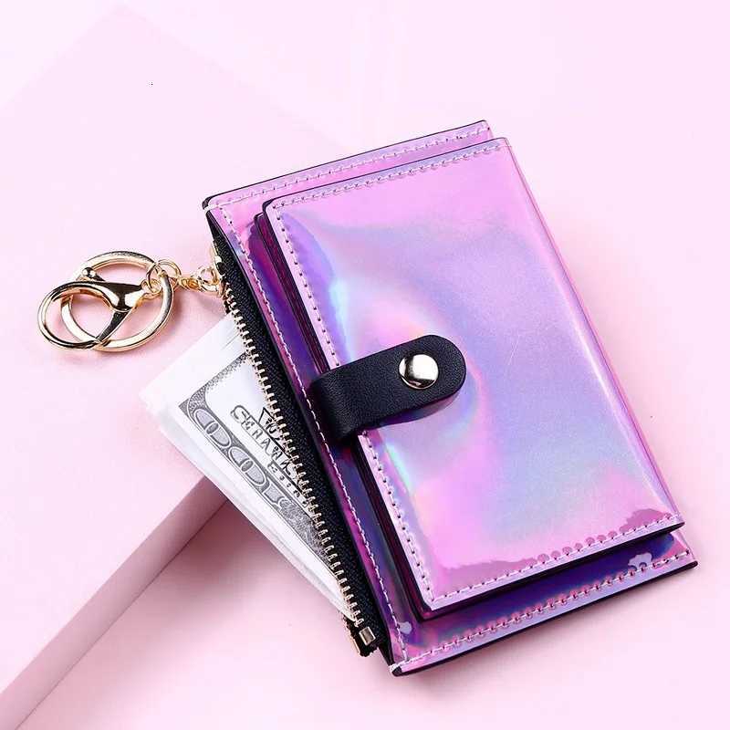 2023 New Laser Women Wallets Fashion Keychain Zipper Coin Purse Mini Small Money Bag HolderXJ250806