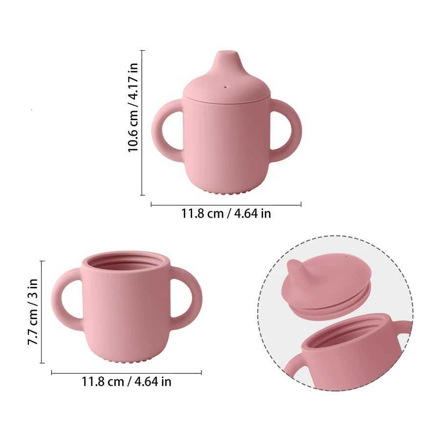1PC Baby Silicone Cup With Double Handle Portable Water Bottle For Kids Feeding Learning Baby Items Leakproof Baby Cups X250806