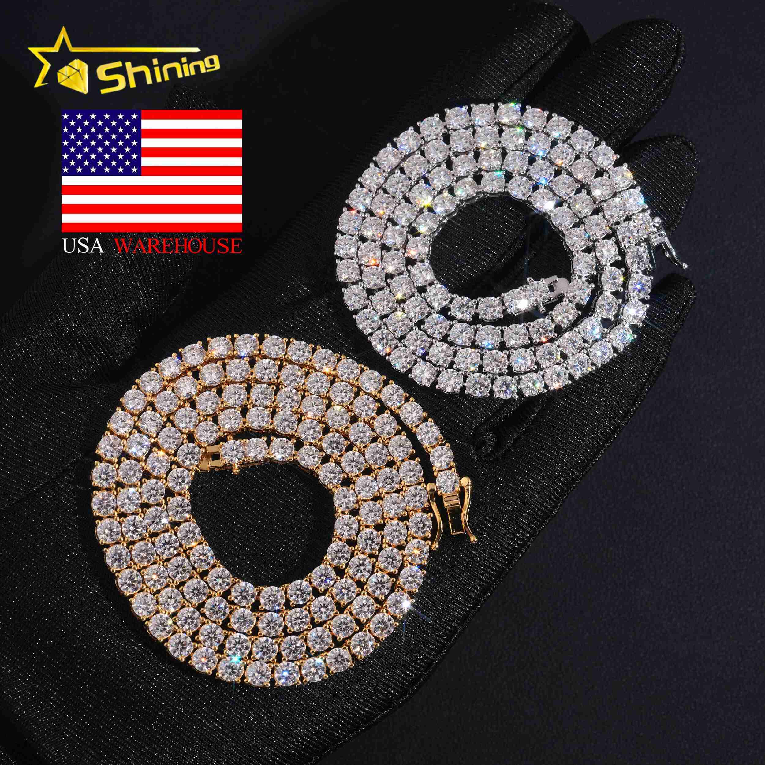 Hip Hop Classic Factory Price Top Quality 925 Silver 4mm VVS Moissanite Diamond Tennis Chain