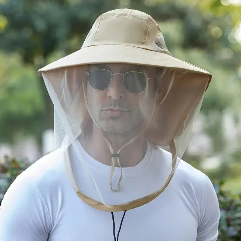 Foldable Mosquito Hat with Hidden Net Mesh Unisex Fashion Repellent Insect Bee Protection Bucket Hat Sunscreen Fishing Cap 250805