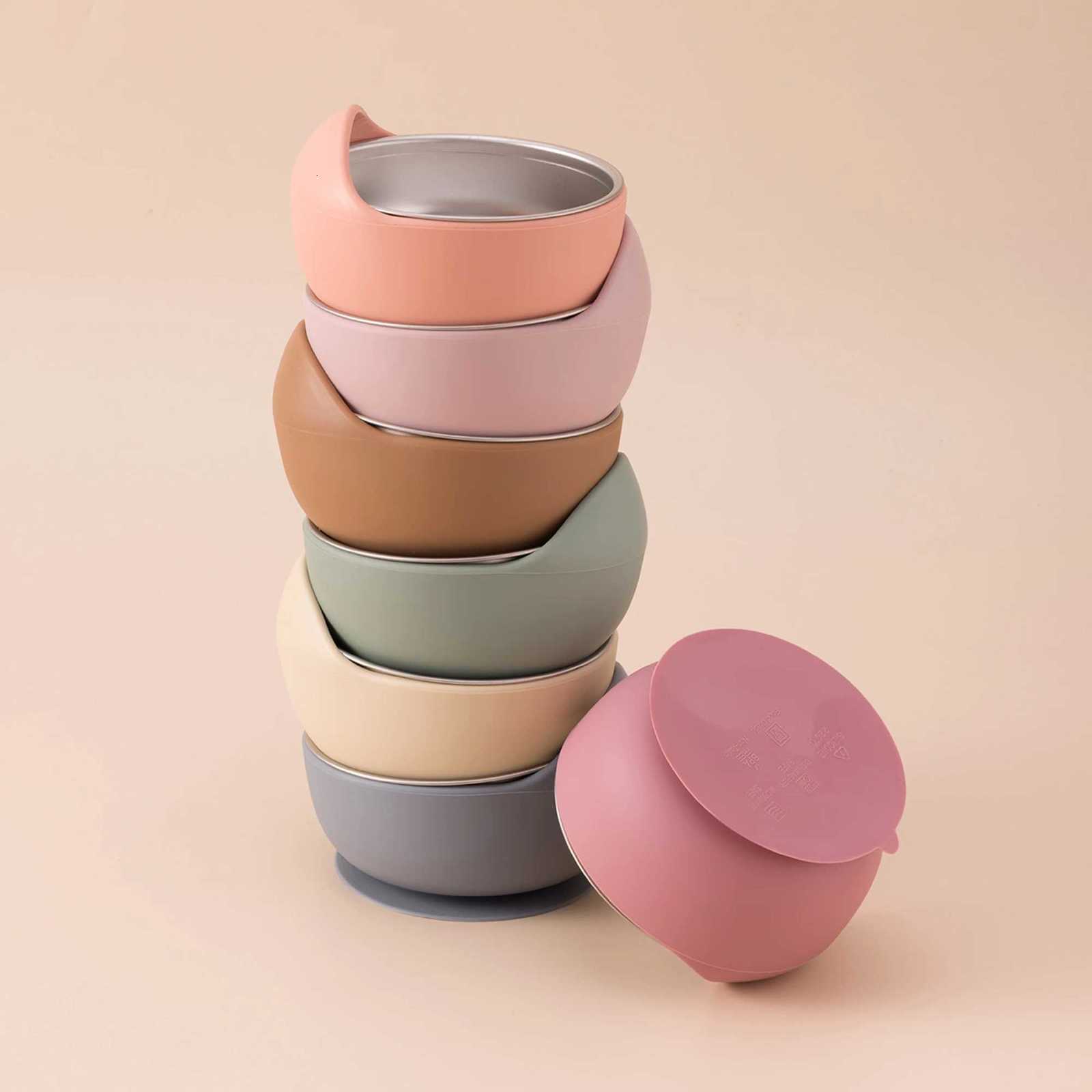 5PCS Stainless Steel Silicone Baby Feeding Set Detachable Dishes Plate BPA Free Infant Training Fork Spoon Bowl Cup Gifts X250806