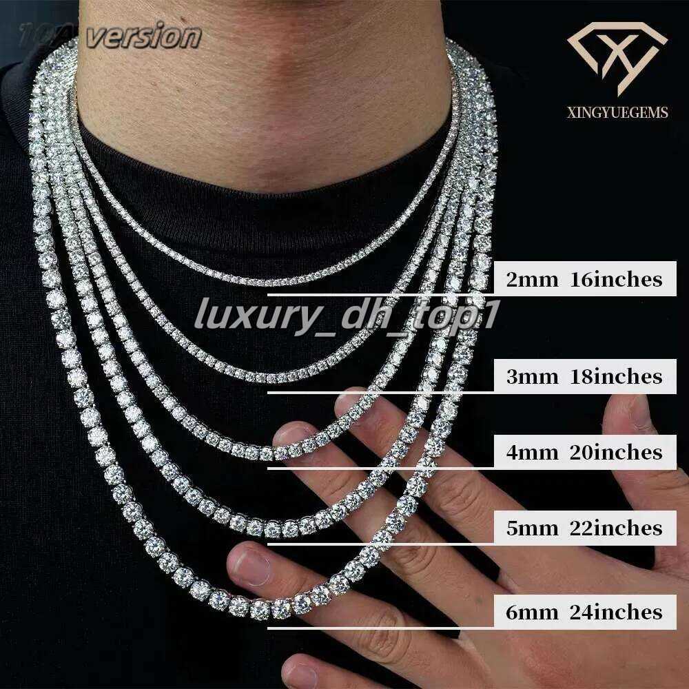 2025 AAA New Hot Sales Moisanite Necklace Custom Men Women 2-6Mm 925 Sterling Silver Ice Out Gra Certified Vvs Diamond Tennis Jewelry Chain Moissanita Necklace 144
