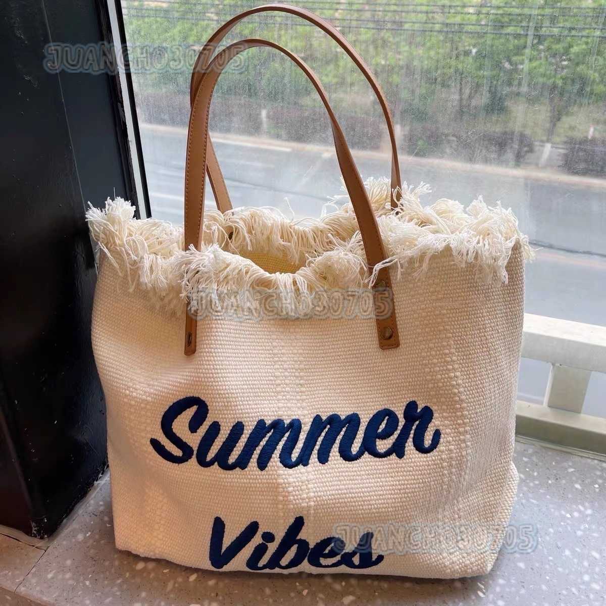 Bag Large Capacity Canvas Bag Embroidered Tote Bag Handbag Womens Bag Woven Beach Bag Shoulder Bag Bags H250806
