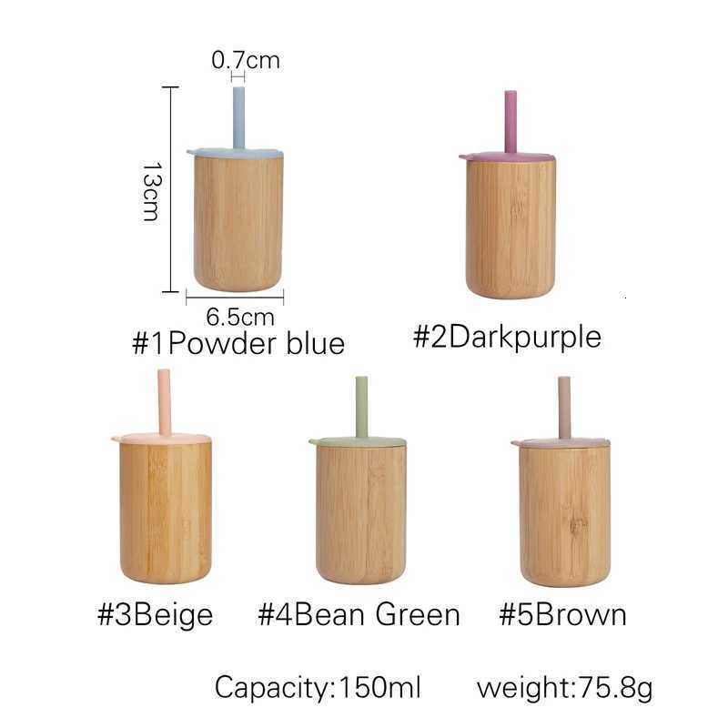 Custom Name Baby Bamboo Wooden Sippy Cup BPA-Free Silicone Sippy Feeding Water Bottle Baby Drinking Learning Cups Kids Supplies X250806