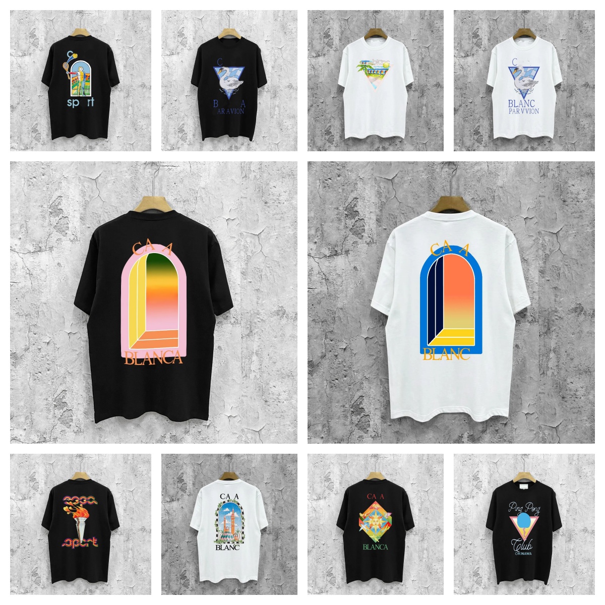 T-shirts Designer Casasblancas Shirt Summer Fashion Round couche Sweat Absorbant des manches courtes Shirt Men Femmes Casas Blancas T-shirt Dy