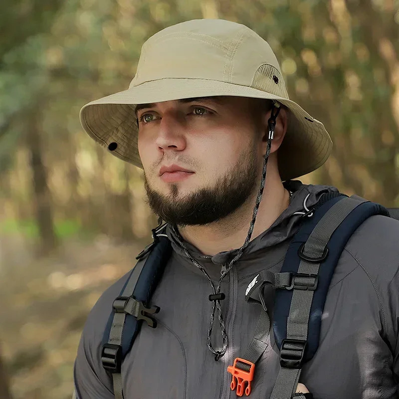 60-65cm XXL Big Head Hat Men Lightweight Sunscreen Quick-drying Sun Bucket Hats Summer Outdoor Jungle Fisherman Cap 2024 250805