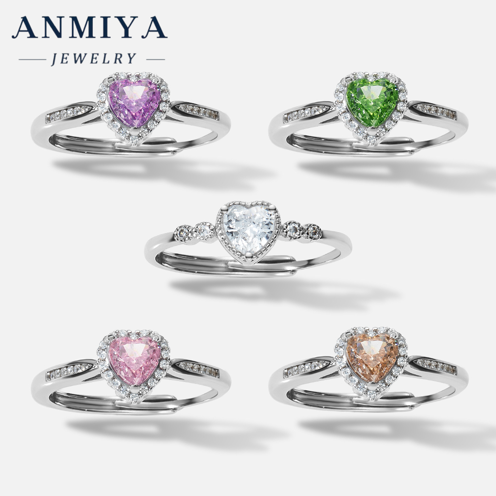 Fashion Jewelry Ring Manufacturer 5A Zircon Stone Ring Eternity Heart Ice Cut Ring for Women Lover