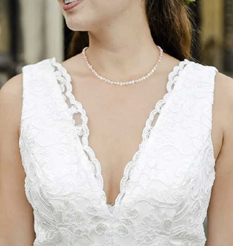 5-6mm Natural Baroque Freshwater Pearl Necklace Fashion Jewelry for Gift 925 Sterling Silver Choker Necklace for Women Girls Y250805