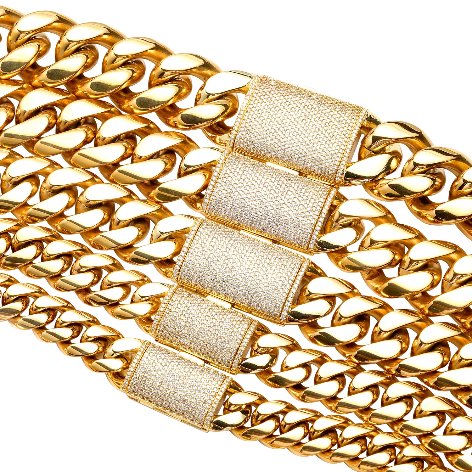 12/14/18/20/22mm Stainless Steel Hip Hop Gold Plated Cuban Chain Micro Paved Zircon Clasp Necklace Free delivery