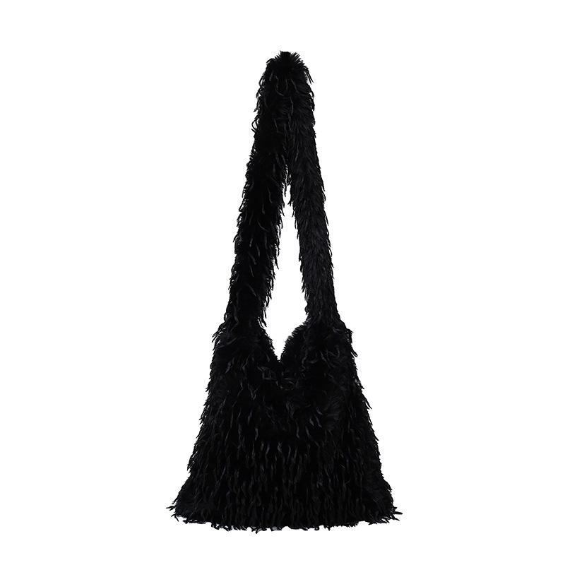 Large Capacity Womens Shoulder Bag with Soft Faux Fur Trim - Perfect for Everyday Use