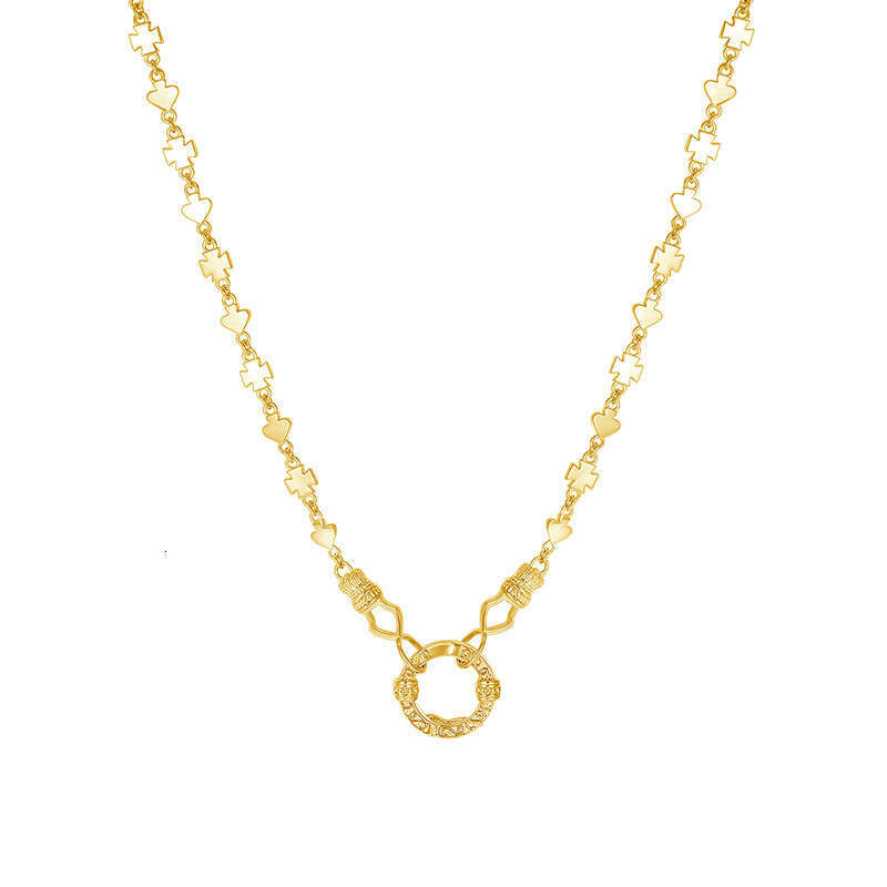 Iced Out VVS Personality Design Pendant Round Ring Collarbone Chain Elegant Simple Trendy Lock Necklace Gift for Women