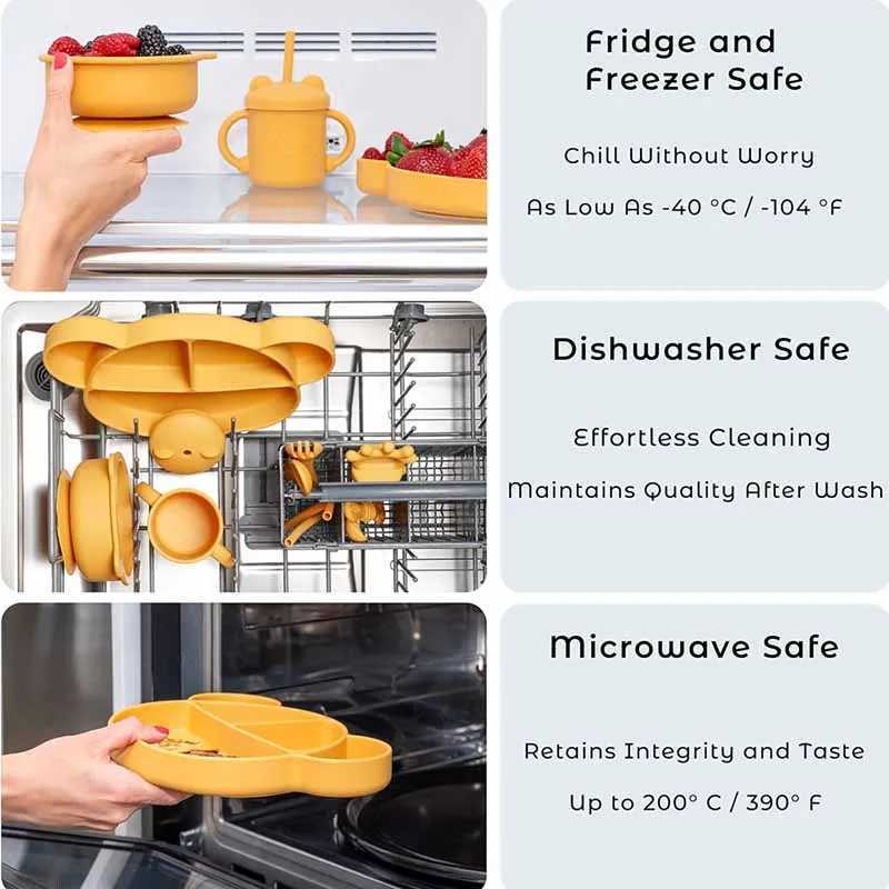 12Pcs Kids Silicone Tableware Personalized Name Baby Feeding Plate Bear Bowl Spoon Fork Customized Newborn Gift Children Dish X250806