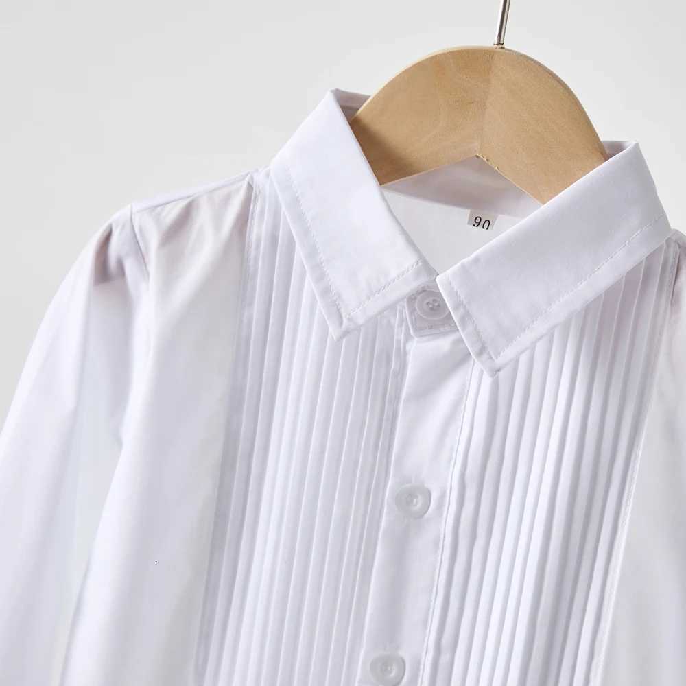 Baby Toddler Shirt Clothes School Uniform Boys Shirts White Long Sleeve Turn-down Collar Short Sleeve Kids Shirt For Children X250806
