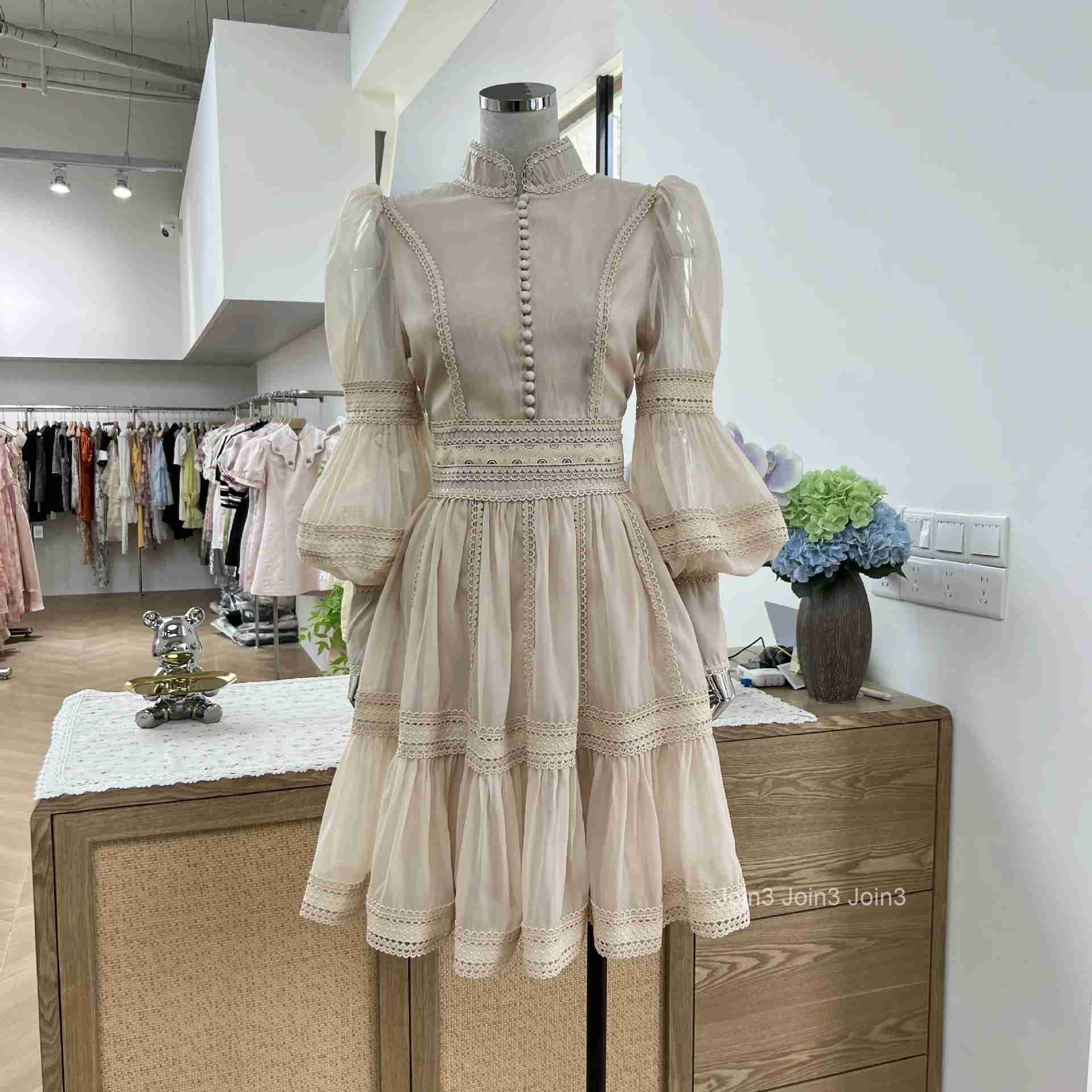 Luxury Organza Prom Evening Dresses Women Summer Autumn Sweet Elegant Lantern Long Sleeve Short Dress Shirt Party Night Formal