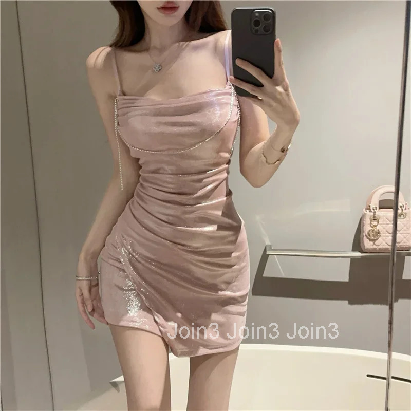 Mini Dresses Women Elegant Sexy Slim Ruched Slash Neck Sleeveless Backless Summer Fashion Party Dress Ladies Clubwear