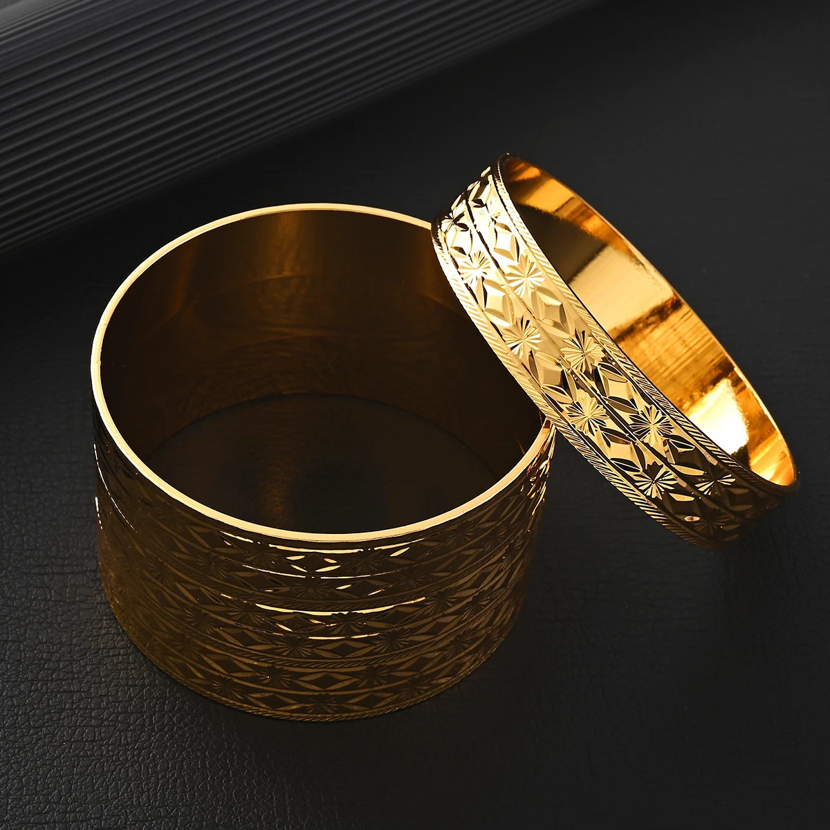 Gold Plated Width 14MM Bangle Men Bride Wedding Bracelet Africa Ethiopian Arab Jewelry Charm Party Gifts #050 250805