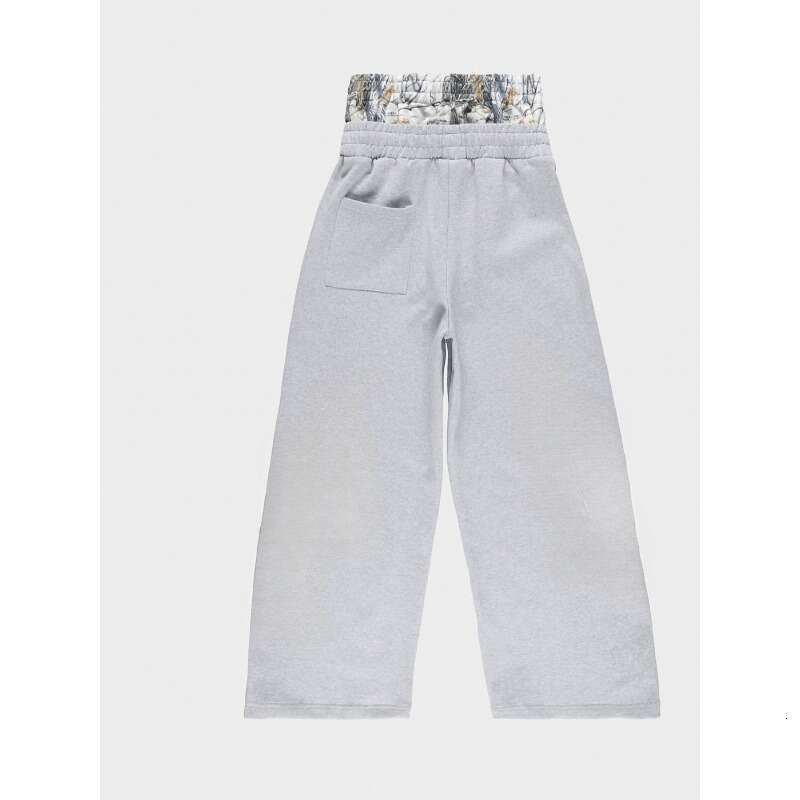 Fake Two-Piece Double Waistband Sweatpants Unisex Trendy Brand Hip-Hop Loose Casual Long Pants